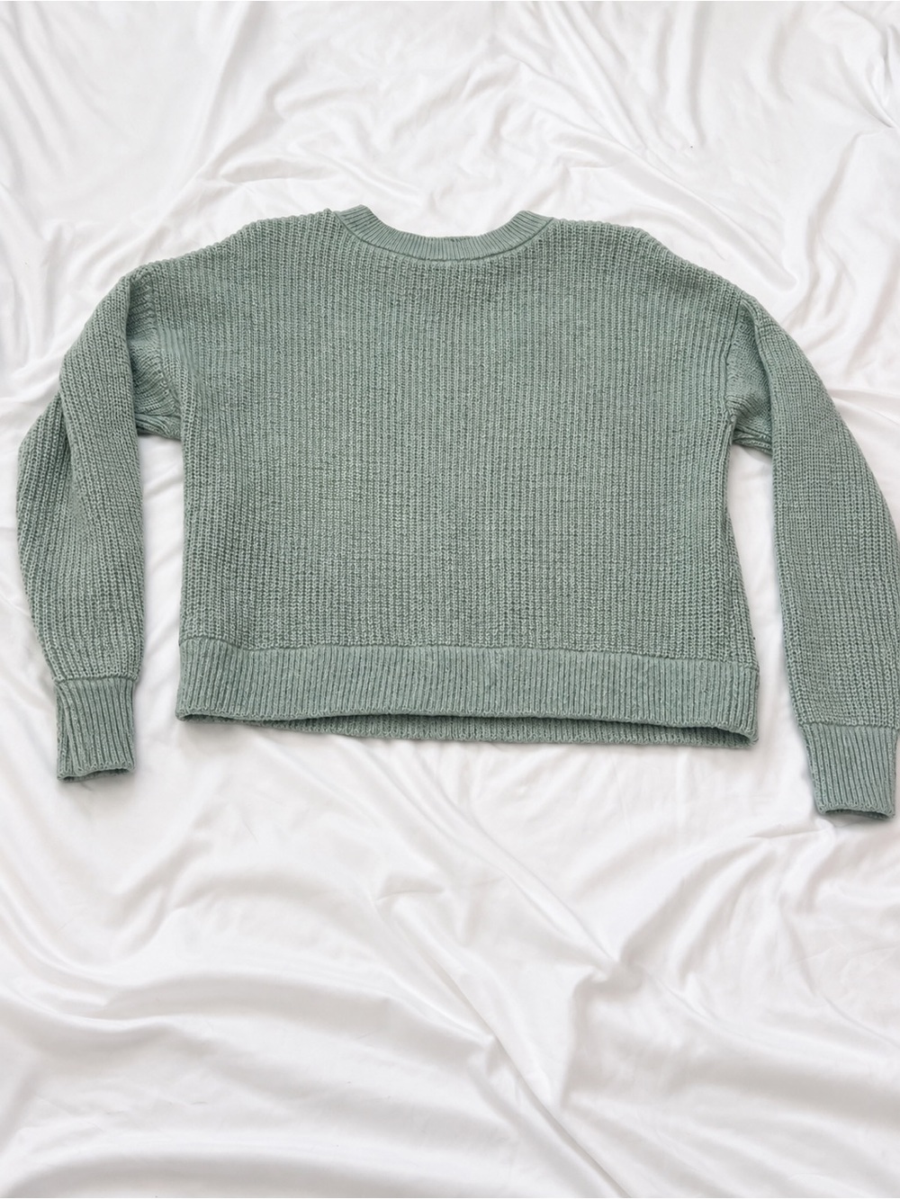 Light Sage Crewneck Ribbed Sweater